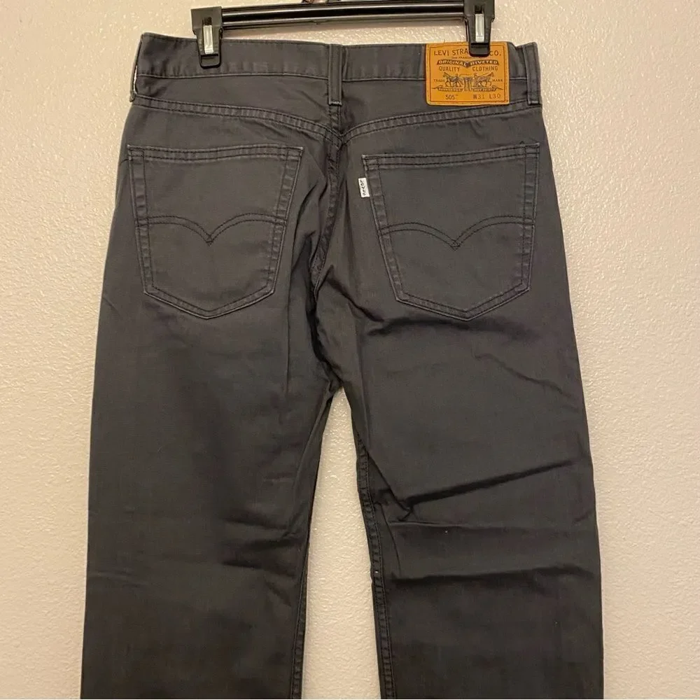 Levis mens 505 REGULAR FIT JEANS dark grey denim 31x30